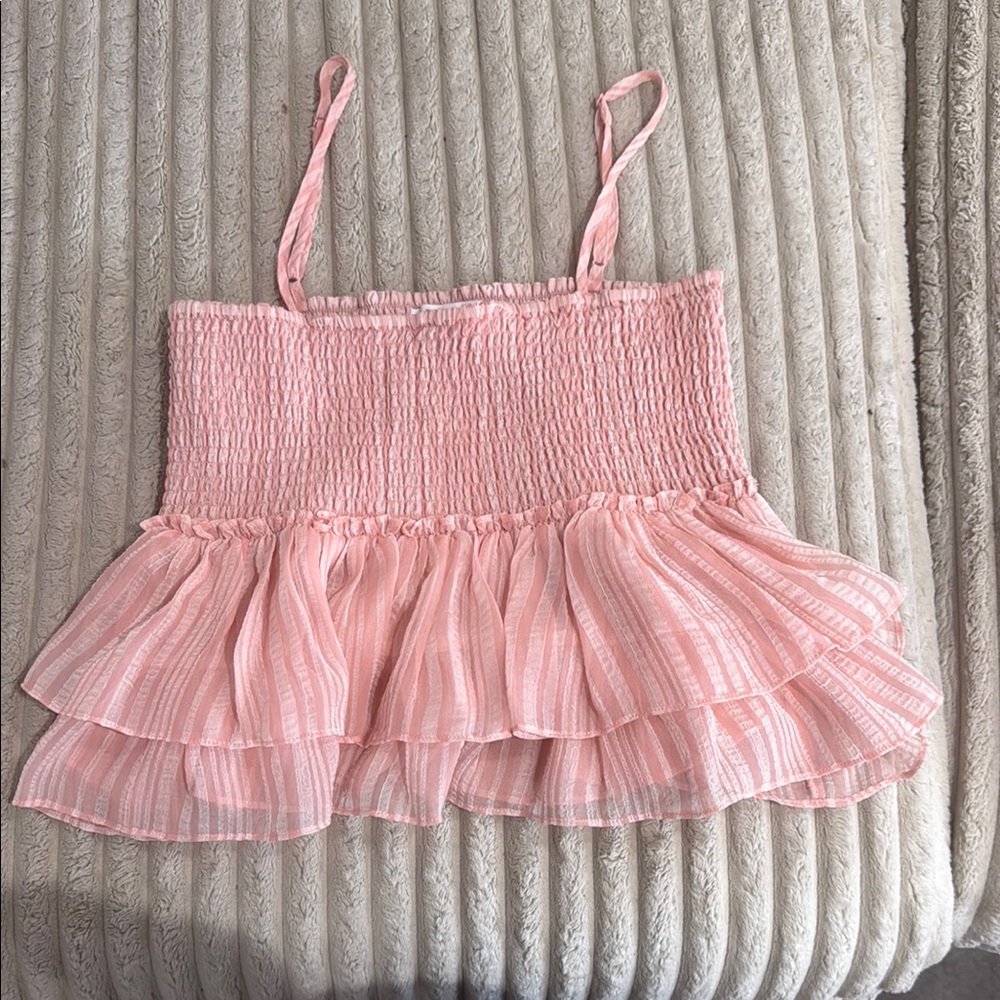 BB Dakota Blush Ruffle Strap Top